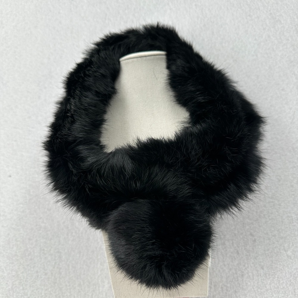 VTG‎ 1960s Adjustable Fur Collar Scarf Black One Size Beautiful Soft Old Money